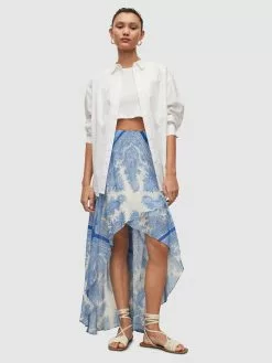 AllSaints Jupes Midi Jupe RAFAELA Femme Bleu -AllSaints Magasin D'usine 05649bbe657e029d8e34371f348fb302