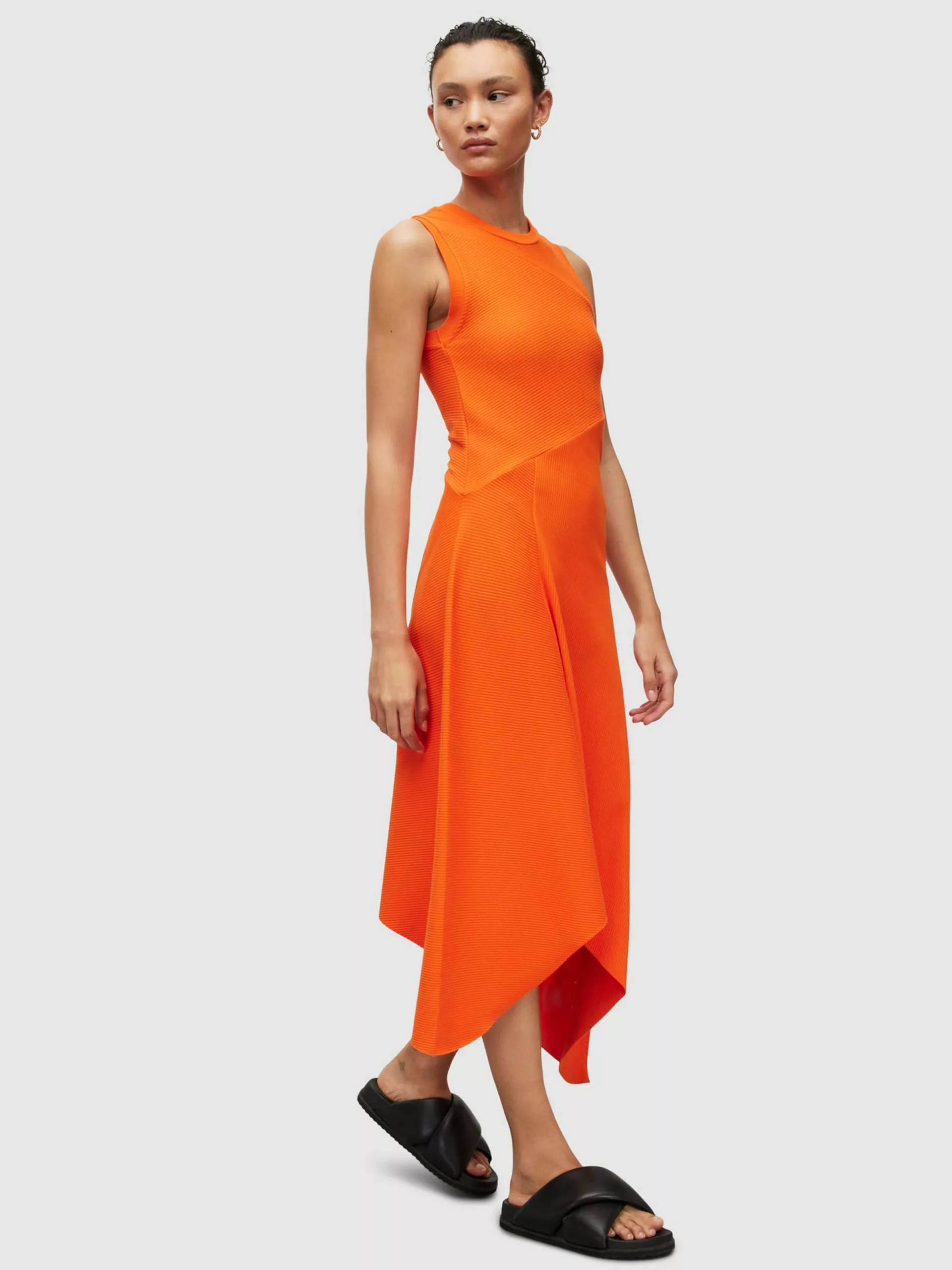 AllSaints Robes Midi Robe GIA Femme Orange 8 AllSaints Robes Midi Robe GIA Femme Orange – Image 6
