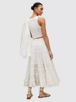 AllSaints Jupes Longues Jupe EVA Femme Blanc -AllSaints Magasin D'usine 16dce735fb3c0b45cefc0e7269a3c15f