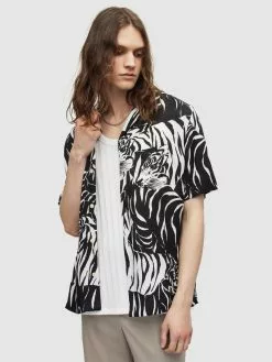 AllSaints Chemises Décontractées Coupe Regular Chemise WILDCAT Homme Noir / Blanc -AllSaints Magasin D'usine 1be517bc460229201294f6a2457ebe63