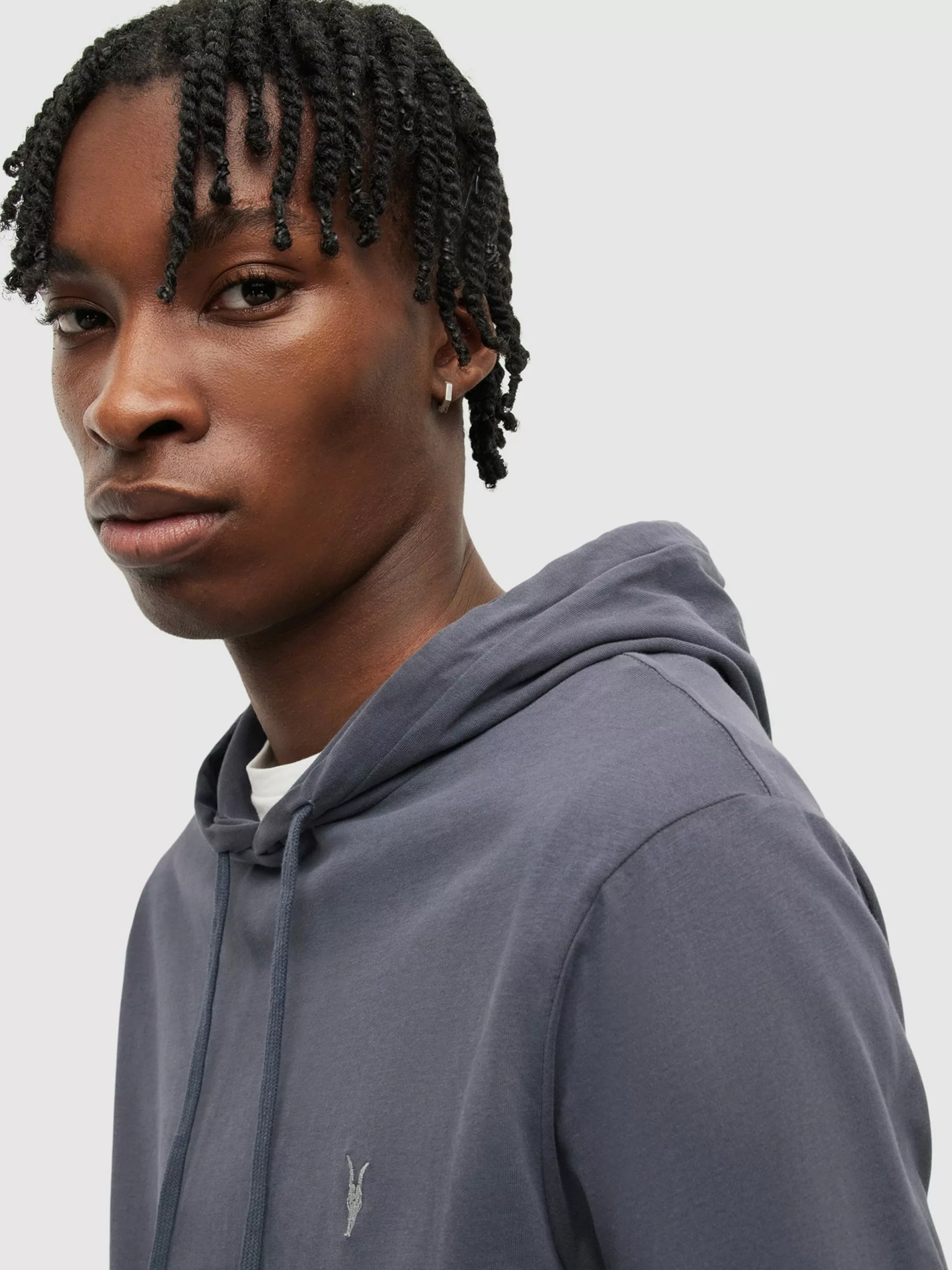 AllSaints Sweats à Capuche Sweat-shirt Homme Bleu-gris 4 AllSaints Sweats à Capuche Sweat-shirt Homme Bleu-gris – Image 2