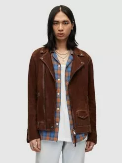 AllSaints Vestes En Cuir Veste Mi-saison MILO Homme Marron -AllSaints Magasin D'usine 25614087df5d359c685a67ed4fc7f83d