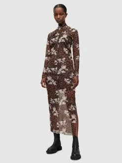 AllSaints Robes Longues Robe ALESSANDRA Femme Marron -AllSaints Magasin D'usine 2f84a1d75c7a4886a28267bd9f9204ac