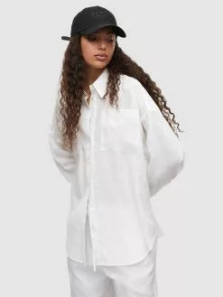 AllSaints Chemisiers Chemisier INEZ Femme Blanc Cassé -AllSaints Magasin D'usine 326364f1bbac28dc6c25ccb5529b5272