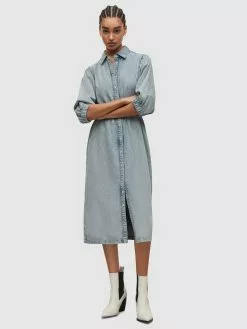 AllSaints Robes Fluides Robe-chemise OSA Femme Bleu -AllSaints Magasin D'usine 35b3a2db9737abc819400af78c8b96ca