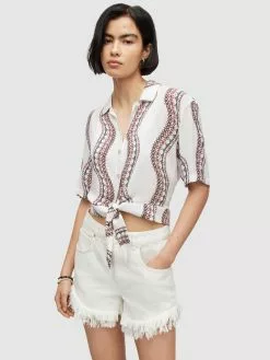 AllSaints Blouses à Manches Courtes Chemisier LENI Femme Blanc -AllSaints Magasin D'usine 360d24e3b4b5f8c1f9d6a08952bfaaf7