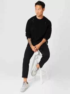 AllSaints Pulls à Col Rond Pull-over DISORDER Homme Noir -AllSaints Magasin D'usine 38a0279ecd243393457c9df39d042967