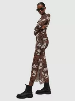 AllSaints Robes Longues Robe ALESSANDRA Femme Marron -AllSaints Magasin D'usine 3928d619680de7a5b1588c019a36fd45