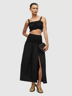 AllSaints Jupes Longues Jupe ALEX Femme Noir -AllSaints Magasin D'usine 3dce49ef2f465c3918c6f7a29c782f40