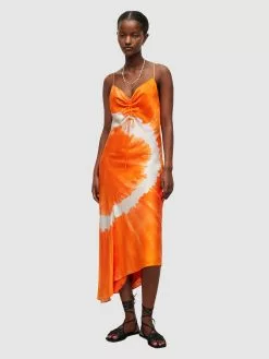 AllSaints Robes Midi Robe ALEXIA MARIANA Femme Orange -AllSaints Magasin D'usine 3ef66157f5184f29d8695ab4e2bf387e