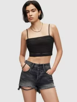 AllSaints Crop Tops Haut WHITLEY Femme Noir -AllSaints Magasin D'usine 3f1d143c1e29b170b2b1efc30c13cf7d