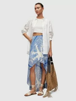 AllSaints Jupes Midi Jupe RAFAELA Femme Bleu -AllSaints Magasin D'usine 437a8d5848728369d663a0a862febeb5