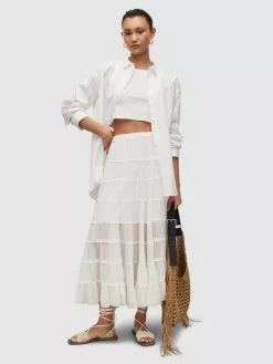 AllSaints Jupes Longues Jupe EVA Femme Blanc -AllSaints Magasin D'usine 4e4fda764692da4644a46a12300e2f5c