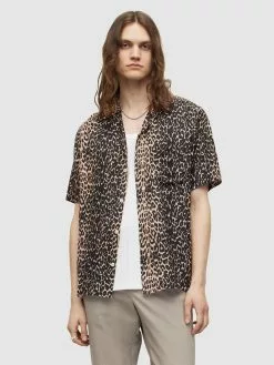 AllSaints Chemises Décontractées Coupe Regular Chemise FELINE Homme Taupe -AllSaints Magasin D'usine 56b7306fc0d8520e77672efded65569a