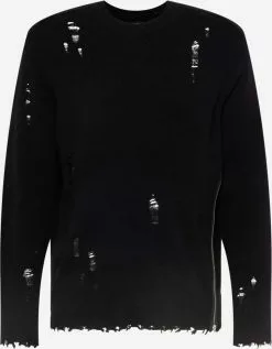 AllSaints Pulls à Col Rond Pull-over DISORDER Homme Noir