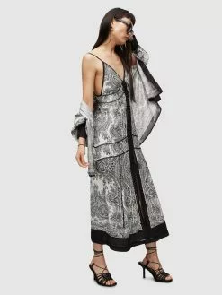 AllSaints Robes Longues Robe DAHLIA RAFAELA Femme Blanc Cassé -AllSaints Magasin D'usine 56ec0b50e44685fc3054497fd0b85974