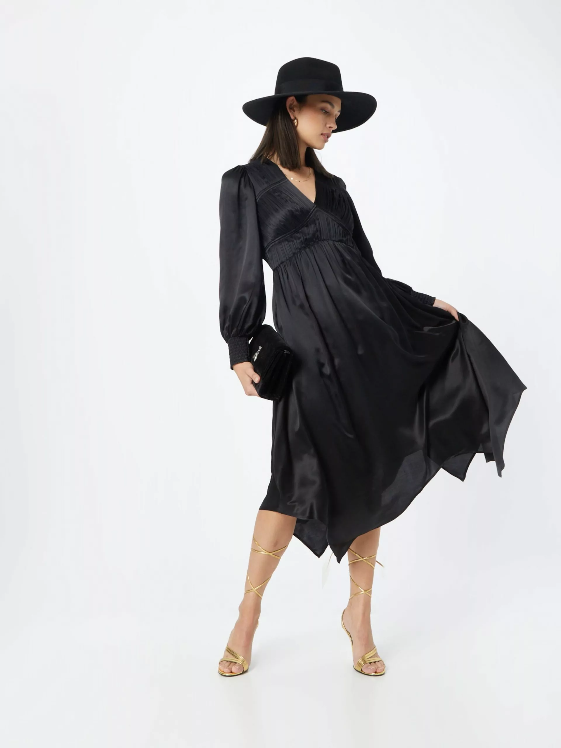 AllSaints Robes Midi Robe ESTELLE Femme Noir 7 AllSaints Robes Midi Robe ESTELLE Femme Noir – Image 5