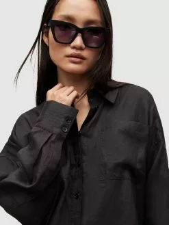 AllSaints Chemisiers Chemisier INEZ Femme Noir -AllSaints Magasin D'usine 62051fca1433e2f0ba9e70244e16fb45