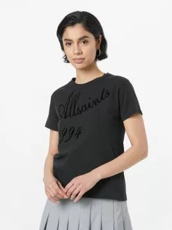 AllSaints T-shirts T-shirt GRACE Femme Noir / Noir Chiné -AllSaints Magasin D'usine 664e6b6fe95d2fd049f4f2ae3dd9e38b