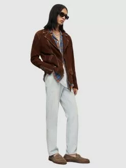 AllSaints Vestes En Cuir Veste Mi-saison MILO Homme Marron -AllSaints Magasin D'usine 6fd312851a04f901d23d51273d5b17fa