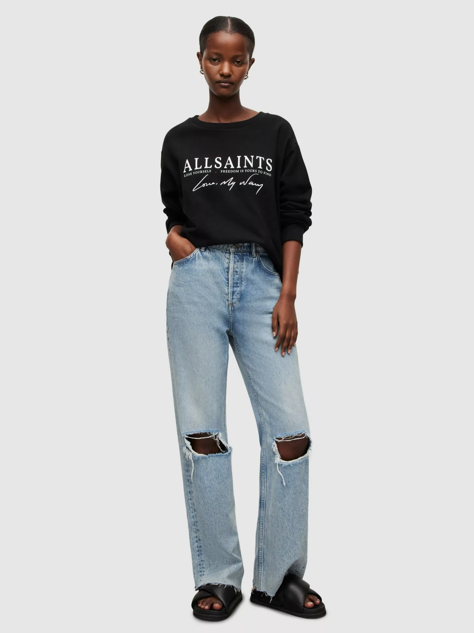 AllSaints Sweats Sweat-shirt RISTA Femme Noir 8 AllSaints Sweats Sweat-shirt RISTA Femme Noir – Image 6