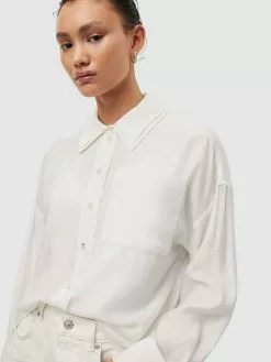 AllSaints Chemisiers Chemisier CARMEN Femme Blanc -AllSaints Magasin D'usine 855796abacfc423b5eb7edc8e16b395c