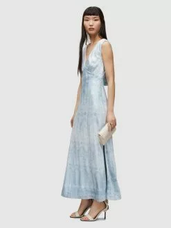 AllSaints Robes Longues Robe KARLINA ESTRELLA Femme Bleu / Bleu Clair -AllSaints Magasin D'usine 87f4ac51a3073f4f686e32ae6fbeb067