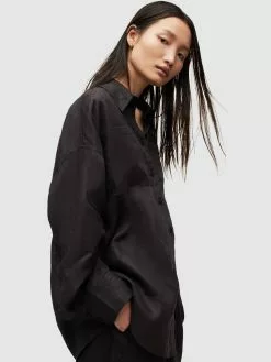 AllSaints Chemisiers Chemisier INEZ Femme Noir -AllSaints Magasin D'usine 92ac093caed38beb9d5627efb9fbb9e2