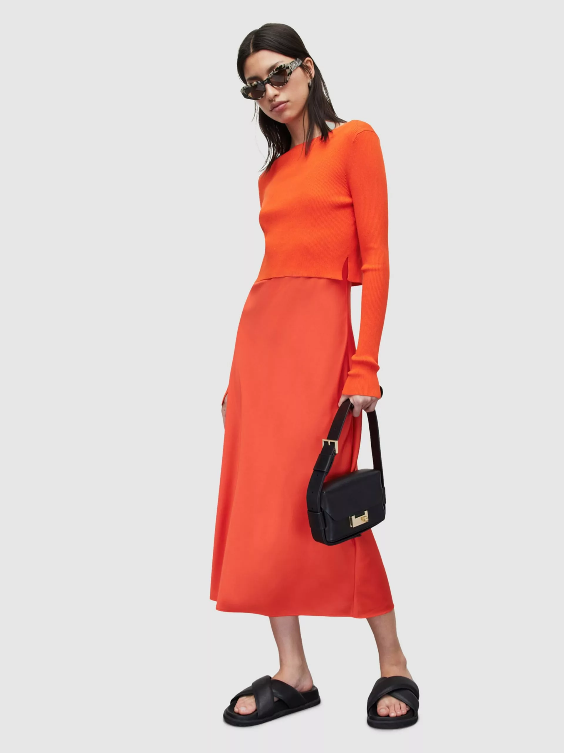 AllSaints Robes Longues Robe HERA Femme Rouge Orangé 5 AllSaints Robes Longues Robe HERA Femme Rouge Orangé – Image 3