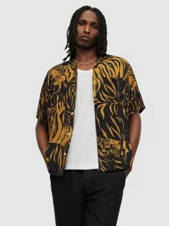 AllSaints Chemises Décontractées Coupe Regular Chemise WILDCAT Homme Noisette / Noir -AllSaints Magasin D'usine aaf156fab1468acab0643622c1689f1f