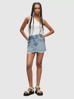 AllSaints Mini-jupes Jupe HAILEY Femme Indigo -AllSaints Magasin D'usine b94fa608d420190c5af65163a592b29a