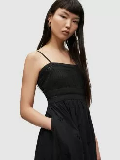 AllSaints Robes Midi Robe WHITLEY Femme Noir -AllSaints Magasin D'usine bbcda6afea9b8bef42366681099155d3