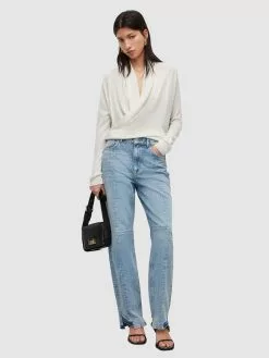 AllSaints Pulls Basiques Pull-over WASSON PIRATE Femme Blanc -AllSaints Magasin D'usine ca0db27d606b97eb7242f79abf426502