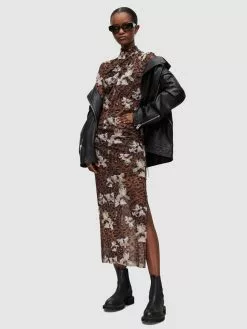 AllSaints Robes Longues Robe ALESSANDRA Femme Marron -AllSaints Magasin D'usine cfe590ccb45fd7873a8647e784f9456b