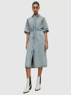 AllSaints Robes Fluides Robe-chemise OSA Femme Bleu -AllSaints Magasin D'usine d5c25d343e7201954038eba022ea5ea9