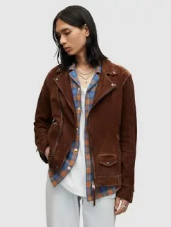 AllSaints Vestes En Cuir Veste Mi-saison MILO Homme Marron -AllSaints Magasin D'usine dd7edcdf474d3128a2b7d22bd8fc7acd