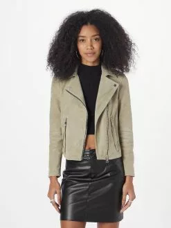 AllSaints Vestes En Cuir Veste Mi-saison Femme Kaki -AllSaints Magasin D'usine e33f6317c6696c57704cece2e2c7afe0