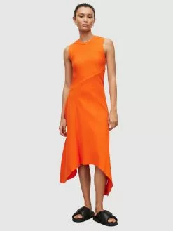 AllSaints Robes Midi Robe GIA Femme Orange 12 AllSaints Robes Midi Robe GIA Femme Orange -AllSaints Magasin D'usine e91b3c0422f326dae43134206994abd9