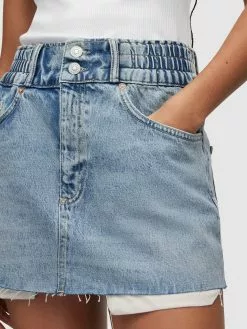 AllSaints Mini-jupes Jupe HAILEY Femme Indigo -AllSaints Magasin D'usine f100377f39621ff6d039d795bc429eb9