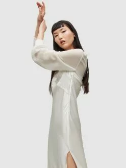 AllSaints Robes Longues Robe BAILEY Femme Blanc Cassé -AllSaints Magasin D'usine fa35bac25498ff601a482b16b683092a